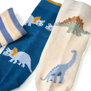 Socken mit Dino-Motiv, beige + blau, Gr. 27/29 ALANA