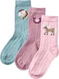 Socken mit Pferde-Motiv, rosa + blau, Gr. 29/31 ALANA