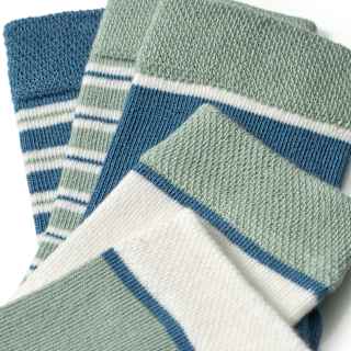 Socken mit Streifen-Muster, grün + blau + weiß, Gr. 23/26 ALANA