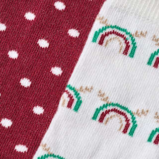 Socken mit Weihnachts-Regenbogen- & Punkte-Muster, weiß + rot, Gr. 23/26 ALANA