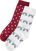 Socken mit Weihnachts-Regenbogen- & Punkte-Muster, weiß + rot, Gr. 23/26 ALANA