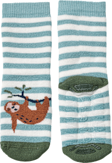 Stoppersocken mit Faultier-Motiv, grün + weiß, Gr. 25/26 ALANA