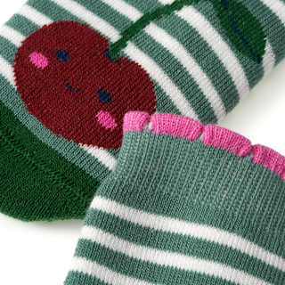 Stoppersocken mit Kirschen-Muster, grün, Gr. 25/26 ALANA