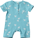 Strampler aus Musselin mit Schildkröten-Muster, blau, Gr. 68 ALANA