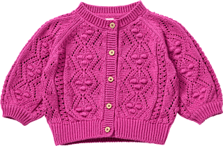 Strickjacke mit Ajour-Struktur, beere, Gr. 68 ALANA