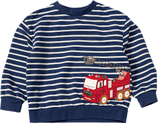 Sweatshirt mit Feuerwehr-Applikation & Ringel-Muster, blau, Gr. 110 ALANA