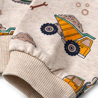 Sweatshirt mit Kapuze & Baustellen-Muster, beige, Gr. 110 ALANA