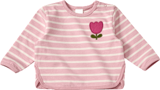 Sweatshirt mit Ringel-Muster & Blumen-Applikation, rosa, Gr. 80 ALANA