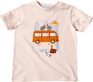 T-Shirt mit 3D-Camper-Print, beige, Gr. 104 ALANA