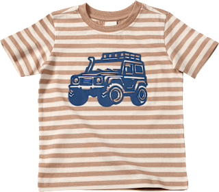 T-Shirt mit Auto-Print & Ringel-Muster, braun, Gr. 110 ALANA