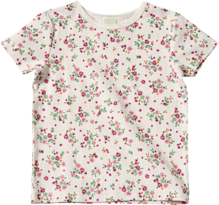 T-Shirt mit Blumen-Muster & Ripp-Struktur, weiß, Gr. 128 ALANA