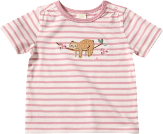 T-Shirt mit Faultier-Motiv, rosa + weiß, Gr. 80 ALANA