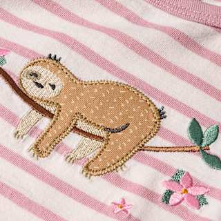 T-Shirt mit Faultier-Motiv, rosa + weiß, Gr. 80 ALANA
