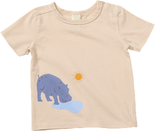 T-Shirt mit Nilpferd-Muster, beige, Gr. 86 ALANA