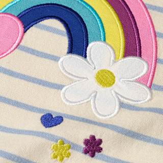 T-Shirt mit Regenbogen-Applikation, blau + weiß, Gr. 110 ALANA