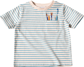 T-Shirt mit Ringel-Muster & Malutensilien-Motiv, blau & weiß, Gr. 98 ALANA