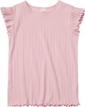 T-Shirt mit Ripp-Struktur & Rüschen, rosa, Gr. 140 ALANA