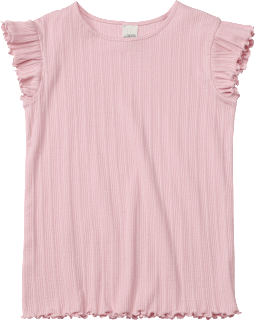 T-Shirt mit Ripp-Struktur & Rüschen, rosa, Gr. 140 ALANA