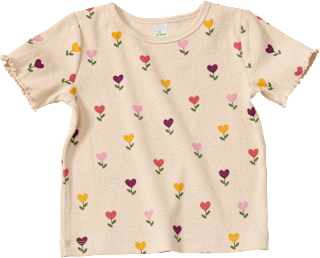 T-Shirt mit Tulpen-Muster & Ripp-Struktur, beige, Gr. 92 ALANA