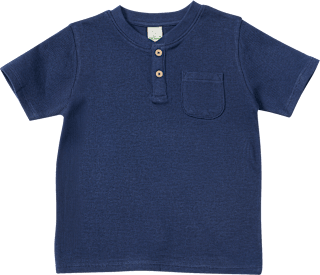 T-Shirt mit Waffel-Struktur & Henley-Tasche, blau, Gr. 116 ALANA