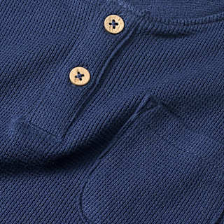 T-Shirt mit Waffel-Struktur & Henley-Tasche, blau, Gr. 116 ALANA