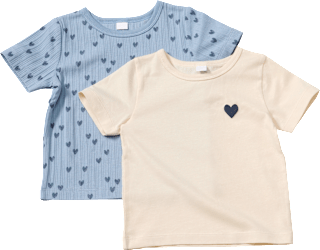 T-Shirts mit Herz-Muster & 3D-Herz-Print, beige + blau, Gr. 104 ALANA