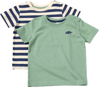 T-Shirts mit Ringel-Muster & 3D-Dino-Print, grün + blau, Gr. 104 ALANA