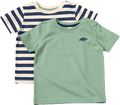 T-Shirts mit Ringel-Muster & 3D-Dino-Print, grün + blau, Gr. 110 ALANA