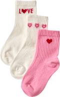 Tennissocken mit Herz-Motiven, weiß + rosa, Gr. 31/33 ALANA