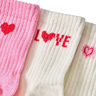 Tennissocken mit Herz-Motiven, weiß + rosa, Gr. 31/33 ALANA
