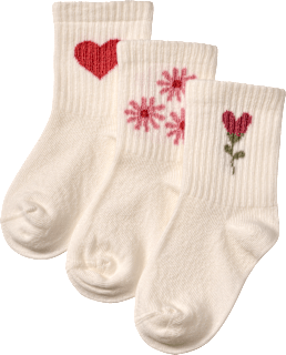 Tennissocken mit Ripp-Struktur & Herz-Muster, weiß & rosa, Gr. 27/29 ALANA