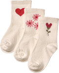 Tennissocken mit Ripp-Struktur & Herz-Muster, weiß & rosa, Gr. 27/29 ALANA