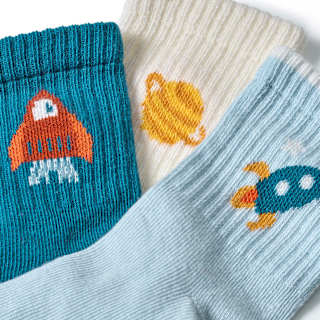 Tennissocken mit Weltall-Motiven, blau + gelb, Gr. 27/29 ALANA