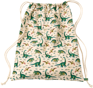Turnbeutel mit Dino-Muster, beige & grün, 40 x 32 cm ALANA