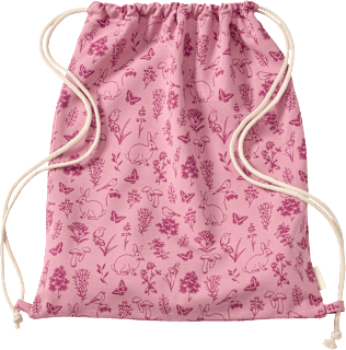 Turnbeutel mit Hasen- & Pilz-Muster, rosa, ca. 32 x 40 cm ALANA