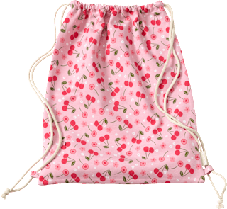 Turnbeutel mit Kirschen-Muster, rosa, ca. 32 x 40 cm ALANA