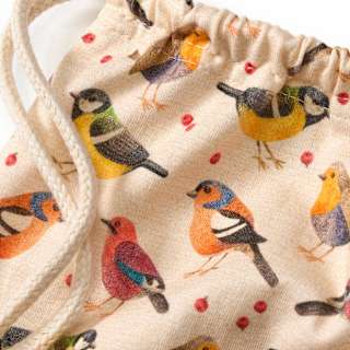 Turnbeutel mit Vogel-Muster, beige, 40 x 32 cm ALANA