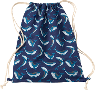 Turnbeutel mit Wal-Muster, blau, 40 x 32 cm ALANA