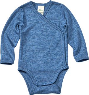 Wickelbody aus Bio-Wolle und Seide, blau, Gr. 62/68 ALANA