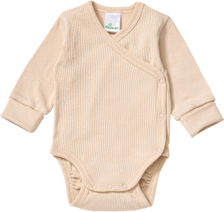Wickelbody Langarm mit Mitwachsfunktion, beige, Gr. 50/56 ALANA