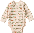 Wickelbody Langarm mit Mitwachsfunktion & Fahrzeug-Muster, beige, Gr. 62/68 ALANA