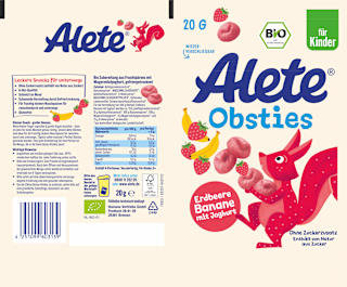 Kindersnack Obsties Erdbeere Banane Joghurt ab 3 Jahren Alete