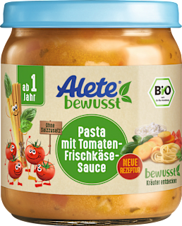 Menü Pasta mit Tomaten-Frischkäse-Sauce ab 1 Jahr Alete