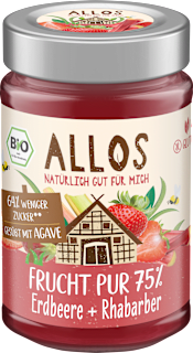 Fruchtaufstrich, Frucht Pur Erdbeere & Rhabarber 75% Frucht ALLOS