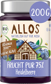 Fruchtaufstrich, Frucht Pur Heidelbeere 75% Frucht ALLOS
