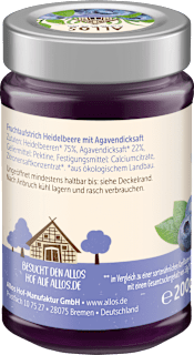 Fruchtaufstrich, Frucht Pur Heidelbeere 75% Frucht ALLOS