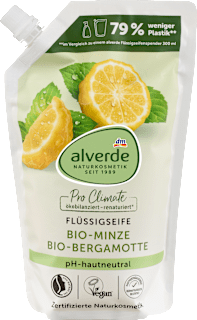 Flüssigseife Minze, Bergamotte Nachfüllpack alverde NATURKOSMETIK