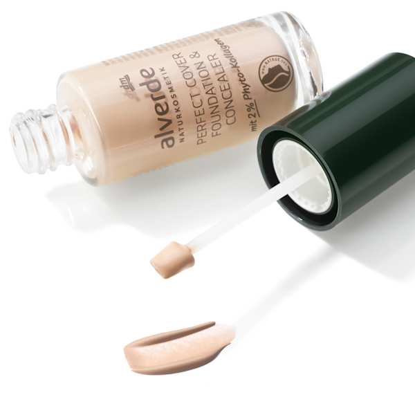Foundation & Concealer Perfect Cover mit 2% Phyto-Kollagen 40 Caramel alverde NATURKOSMETIK