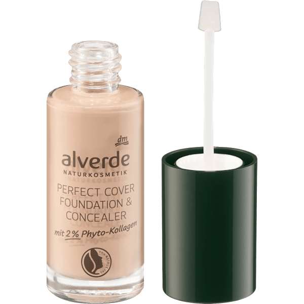 Foundation & Concealer Perfect Cover mit 2% Phyto-Kollagen 40 Caramel alverde NATURKOSMETIK
