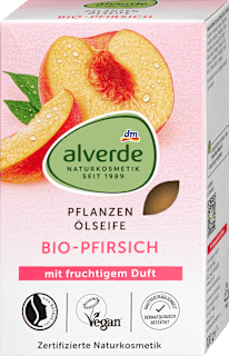 Seifenstück Pflanzenölseife mit Pfirsich alverde NATURKOSMETIK